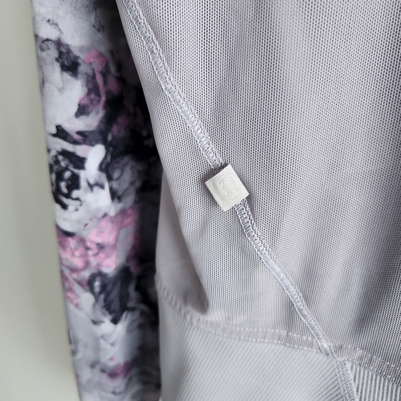 Lululemon If You're Lucky Jacket zip up gray purple Floral bomber Fairycore Sz 8 - Picture 7 of 13